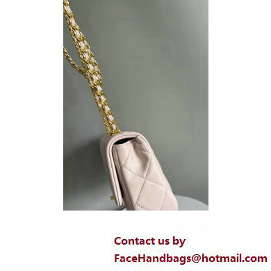 Chanel Lambskin, Resin  &  Gold-Tone Metal Small Flap Bag with Top Handle AS4848 Light Pink 2024